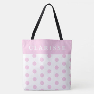 Bolsa Tote Bolinhas Branca e Rosa Chinês Personalizado