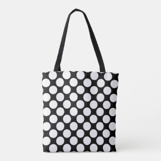 Bolsa Tote Bolinhas brancas grandes no preto