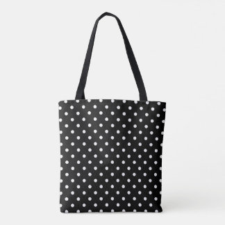 Bolsa Tote Bolinhas brancas médias no preto