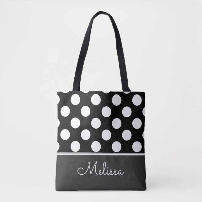 Bolsa Tote Bolinhas brancas| Personalizado (Frente)
