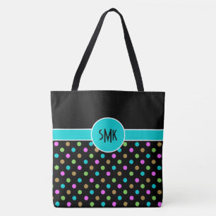Bolsa Tote Bolinhas Chic Retro Monograma Grande