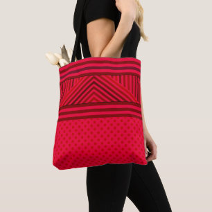 Bolsa Tote Bolinhas com abstrato vermelho sem costura