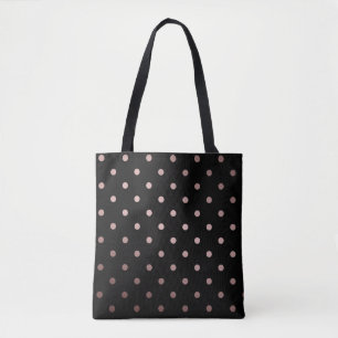 Bolsa Tote bolinhas cor-de-rosa do preto do ouro do falso