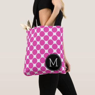 Bolsa Tote Bolinhas cor-de-rosa e brancas da diva com