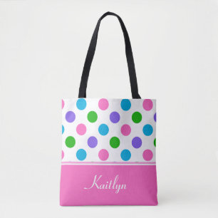 Bolsa Tote Bolinhas da Multi-Cor e rosa personalizado
