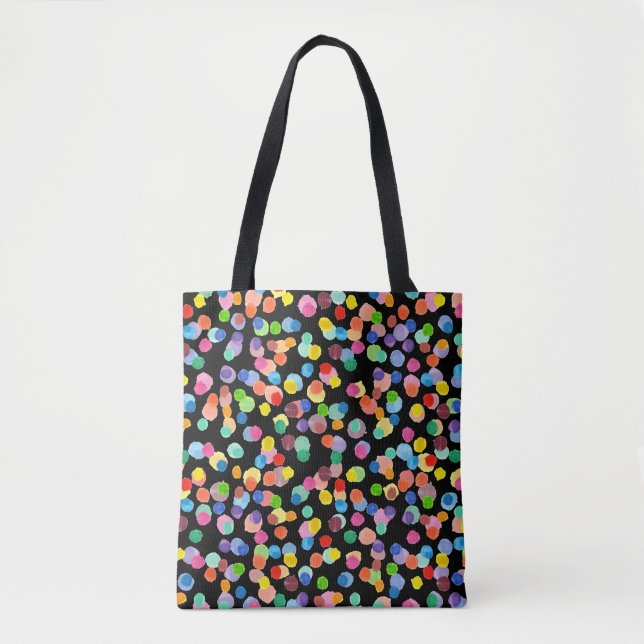 Bolsa Tote Bolinhas De Aquarela, Fundo De Páscoa. (Frente)