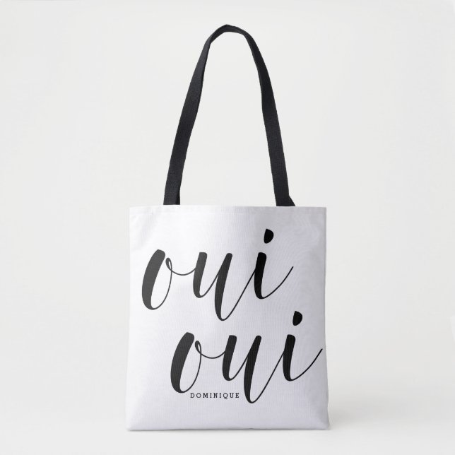 Bolsa Tote Bolinhas de Caligrafia Moderna de Oui Oui Black (Frente)