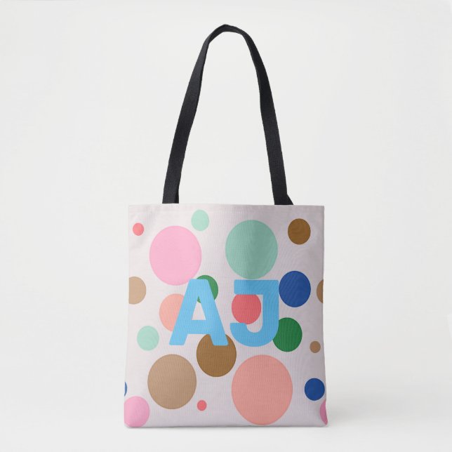 Bolsa Tote Bolinhas de Monograma Moderno (Frente)