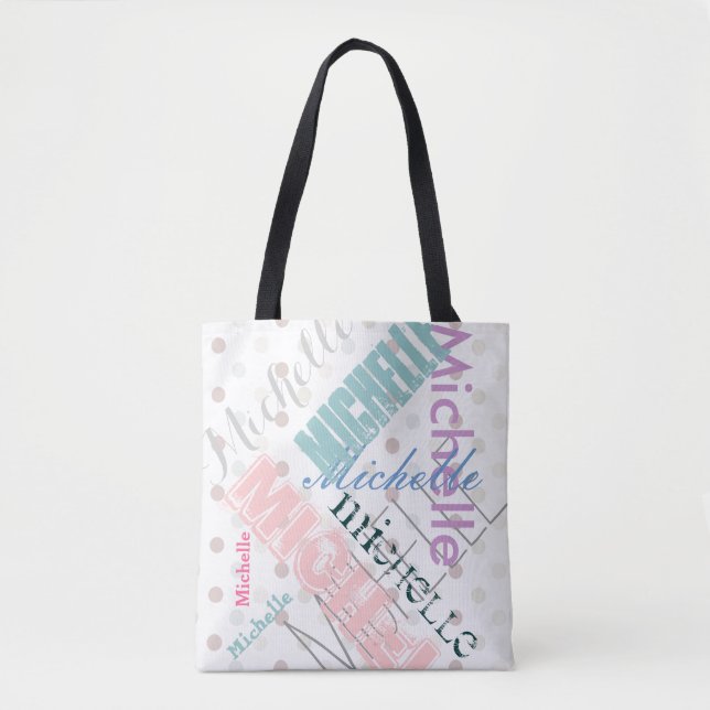 Bolsa Tote Bolinhas de Nome de Pastel (Frente)