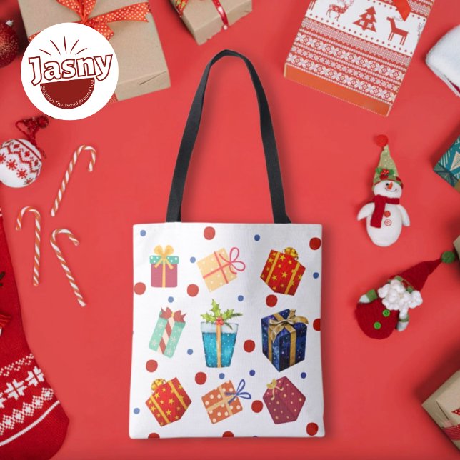 Bolsa Tote Bolinhas e presentes de Natal (Criador carregado)