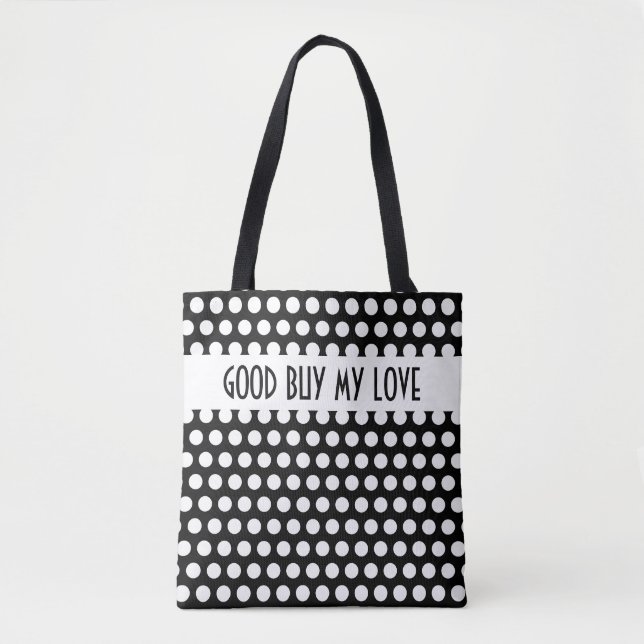 Bolsa Tote Bolinhas padrão branco + seu backgr. & ideias (Frente)