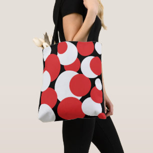 Bolsa Tote Bolinhas Pretas, Brancas e Vermelhas