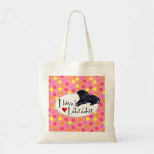 Bolsa Tote Bolinhas pretas do filhote de cachorro de Labrador