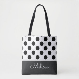 Bolsa Tote Bolinhas Pretas  Personalizado
