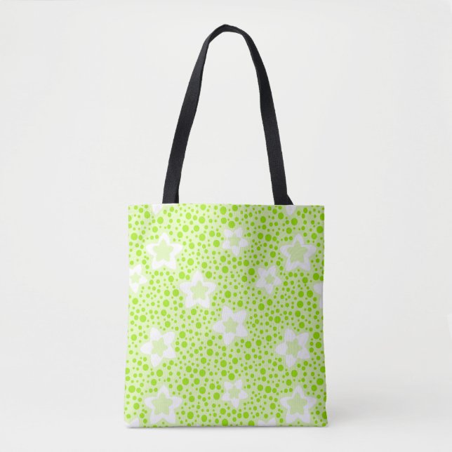 Bolsa Tote Bolinhas retrorreflectoras verdes brilhantes com p (Frente)