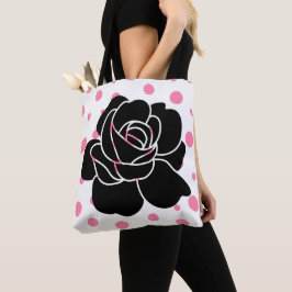Bolsa Tote Bolinhas rosa e Rosa preto