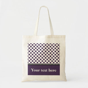Bolsa Tote Bolinhas roxa e branca, barra de ferramentas perso
