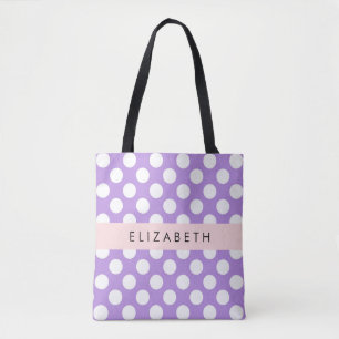 Bolsa Tote Bolinhas Roxas, Padrão de Bolinhas, Seu Nome