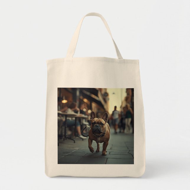 Bolsa Tote Bolldog francês Elegant Grocery Tote Bag (Frente)