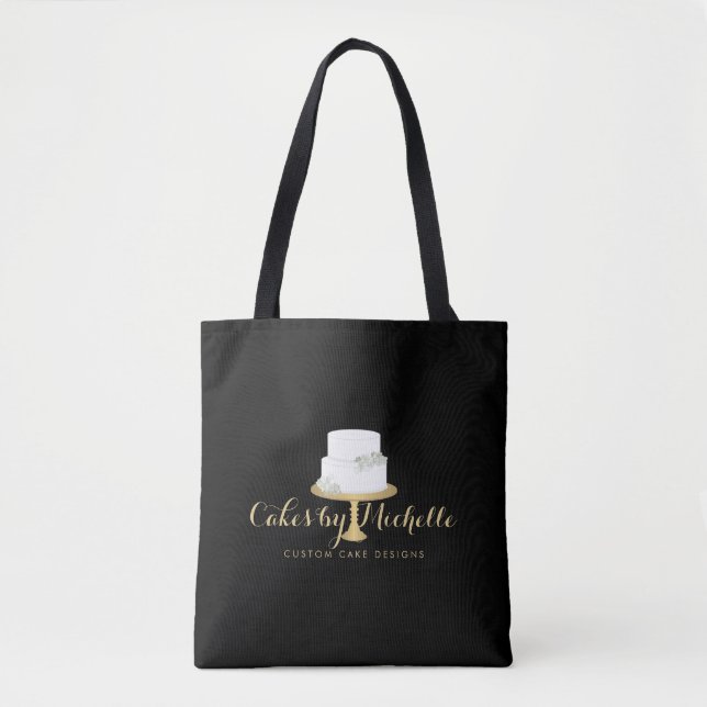Bolsa Tote Bolo branco elegante com padaria Florals II (Frente)