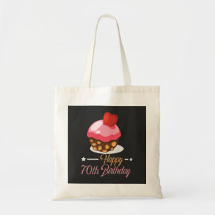 Bolsa Tote Bolo de chocolate com 70 de aniversário decorativ