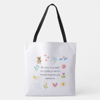 Bolsa Tote "Bolsa Cute Floral Doodle Citação Branco | Aesthet