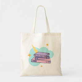 Bolsa Tote Bolsas com Pilha de Livros Coloridos Pastel Muito 
