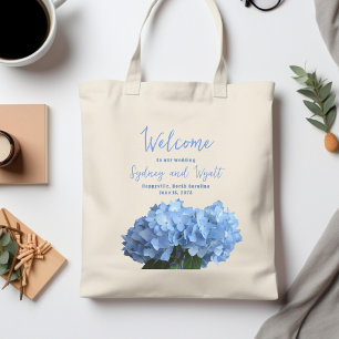 Bolsa Tote Bolsas de Boas-Vindas Casamento Hortênsias Azuis F