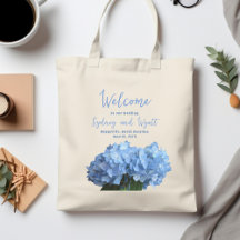 Bolsas de Boas-Vindas de Casamento Hortênsias Azui