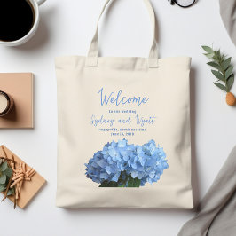 Bolsa Tote Bolsas de Boas-Vindas de Casamento Hortênsias Azui
