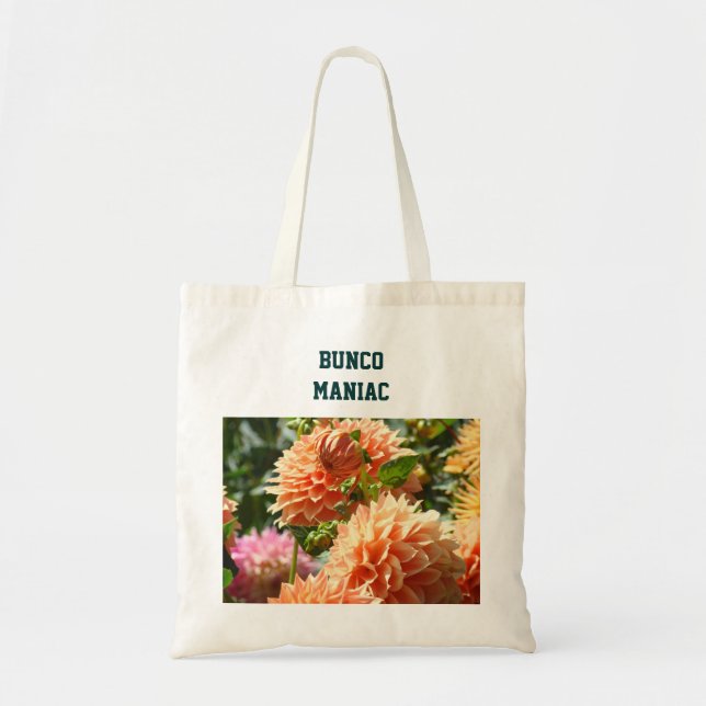Bolsa Tote Bolsas de Bunco Maniac Flores de Dahlia Florais (Frente)