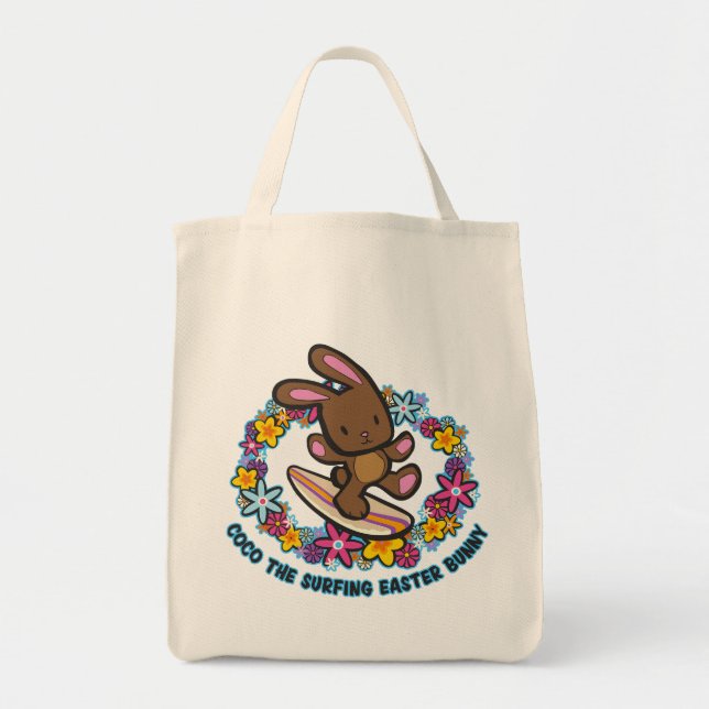 Bolsa Tote Bolsas de coelho da Páscoa com chocolate (Frente)