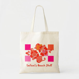 Bolsa Tote Bolsas de praia de Hibiscus do Quadro de Verificaç