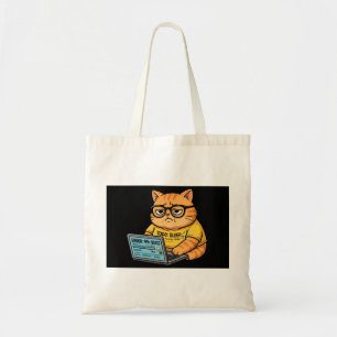 Bolsa Tote Bolsas engraçadas de programador de gato laranja