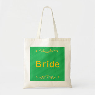 Bolsa Tote Bolsas verdes de borda amarela Fleur De Lis