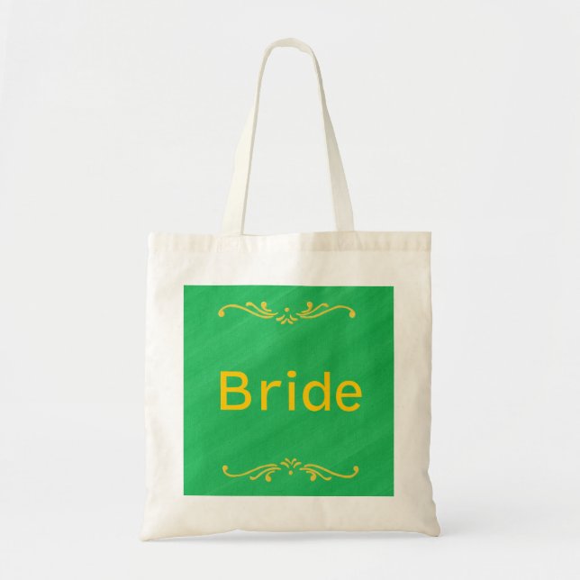 Bolsa Tote Bolsas verdes de borda amarela Fleur De Lis (Frente)