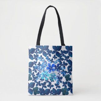 BOLSA TOTE BOLSO DE TELA AZUL CON FLORES