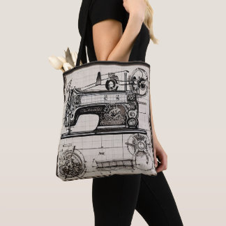 Bolsa Tote " Bolso Old Planes Sewing Machine: Elegancia