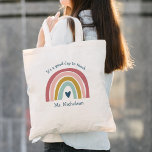 Bolsa Tote Bom Dia Para Ensinar Professor Dando Boho Rainbow<br><div class="desc">O Professor Gift Boho Rainbow Tote Bag apresenta um adorável duo de arco-íris em tons de rosa,  pincel,  mostarda,  aqua e marinho,  além de diversão.</div>