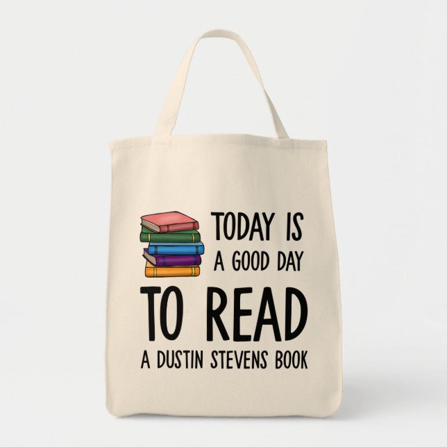 Bolsa Tote Bom dia para ler um livro do Dustin Stevens (Frente)