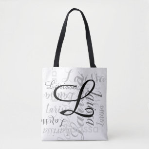 Bolsa Tote bom padrão de nome personalizado e inicial em bra
