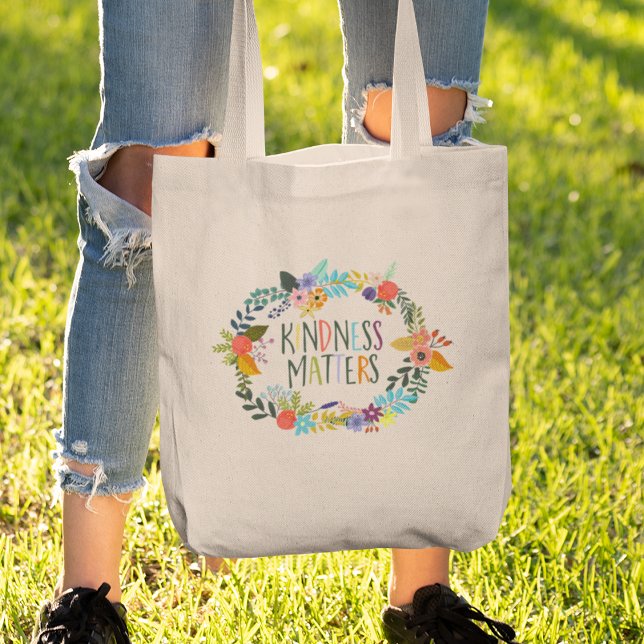 Bolsa Tote Bondade importa, floral boho, citação inspiraciona (Criador carregado)