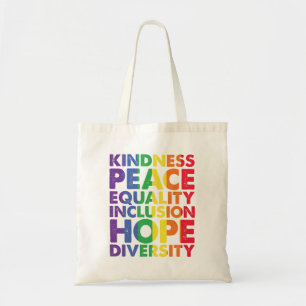 Bolsa Tote Bondade Paz Igualdade Amor Inclusão Esperança LGBT