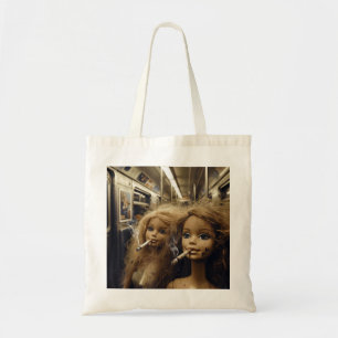 Bolsa Tote Boneca Angustiada Fumando Meme de Rosto de Boneca 