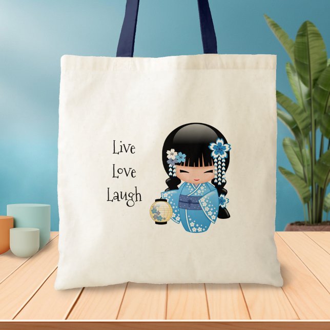 Bolsa Tote Boneca de inverno Kokeshi - Menina Kimono Geisha A (Criador carregado)
