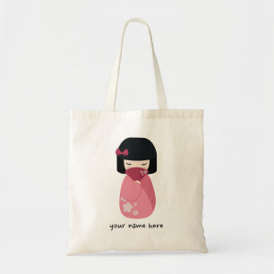 Bolsa Tote Boneca Kokeshi linda japonesa