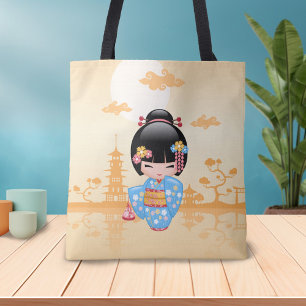 Bolsa Tote Boneca Maiko Kokeshi - Garota japonesa bonita