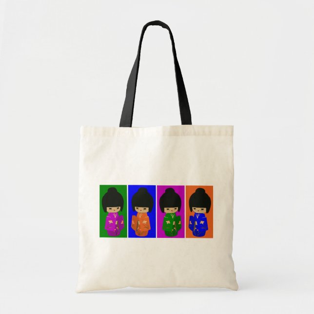 Bolsa Tote Bonecas bonitos de Kokeshi do pop art (Frente)