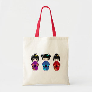 Bolsa Tote Bonecas de Kokeshi