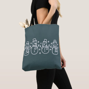 Bolsa Tote Boneco de Neve Azul Natal Festa de Inverno Natalíc